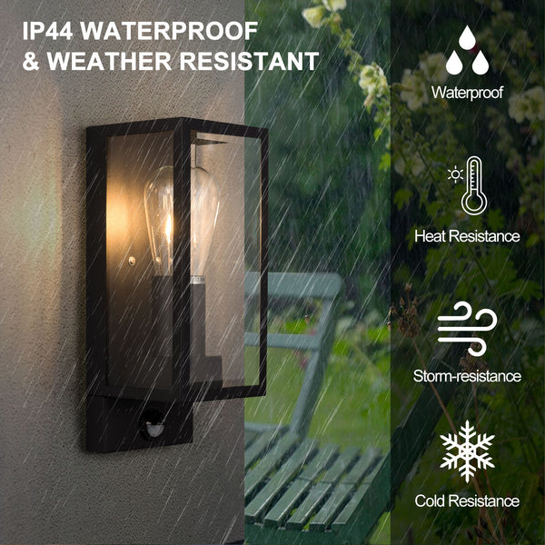 Outdoor Wall Light with Adjustable PIR Sensor, Waterproof IP44, Non-Dimmable