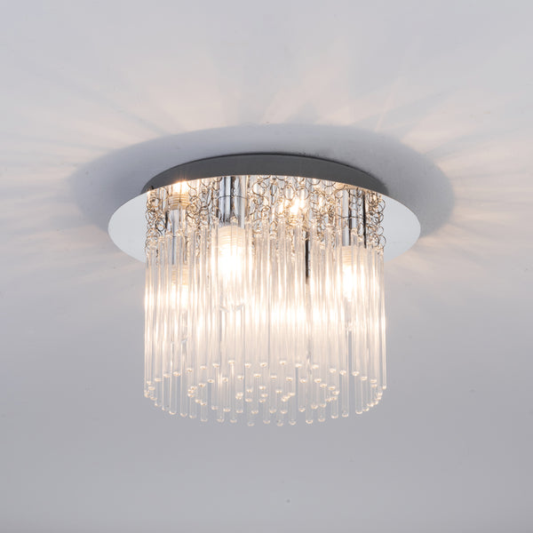 Crystal Bathroom Ceiling Light, 4 Lights Semi-Flush, Water Resistant (IP44)