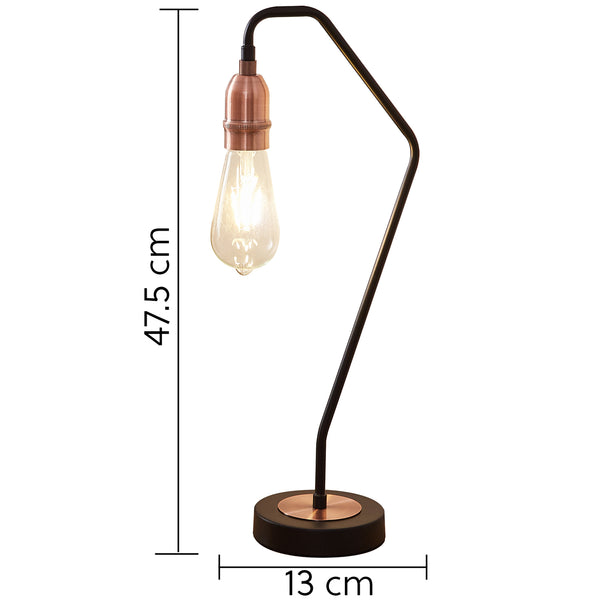 Harper Living 1xE27/ES Up Table Lamp with On/Off Switch, Black and Copper Finish