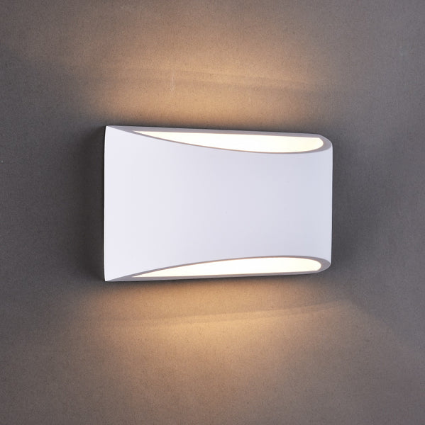 Pair of Medium Size Plaster Wall Light Up/Down Light White Paintable Gypsum Ceramic Style G9 Cap Type