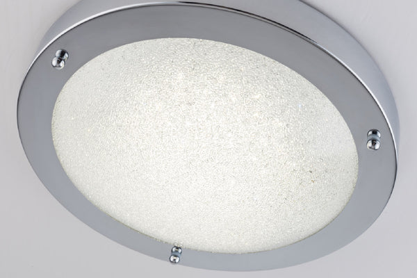 HARPER LIVING LED Semi-Flush Ceiling Light, Chrome Finish Glass Shade, 18 Watts, 1490 Lumens, Natural White (4000K) IP44, Ideal for Bathroom
