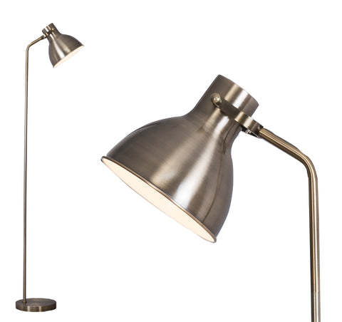 Floor Lamp, Bowl Shade, On/Off Switch, ECP Plug, Reading Light, Simple Design, Antique Bronze Finish, E27 Bulb Cap