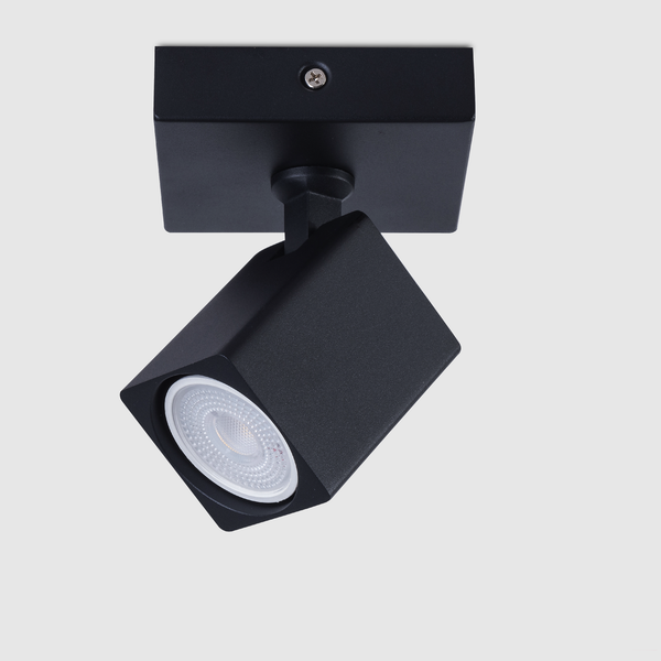 1 Light GU10 Square Spotlight Black