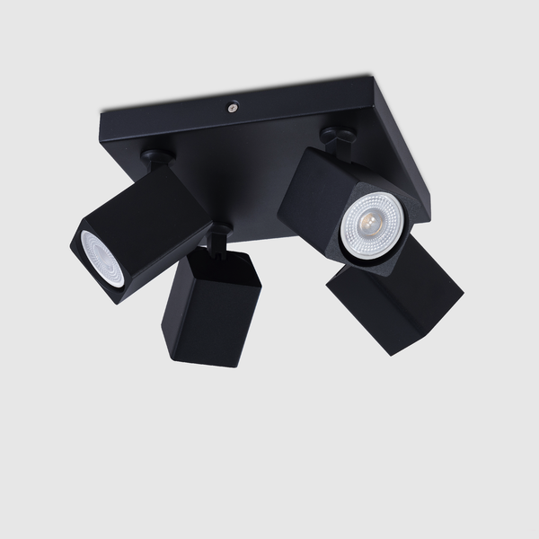 4 Light GU10 Square Spotlight 4x GU10 Black