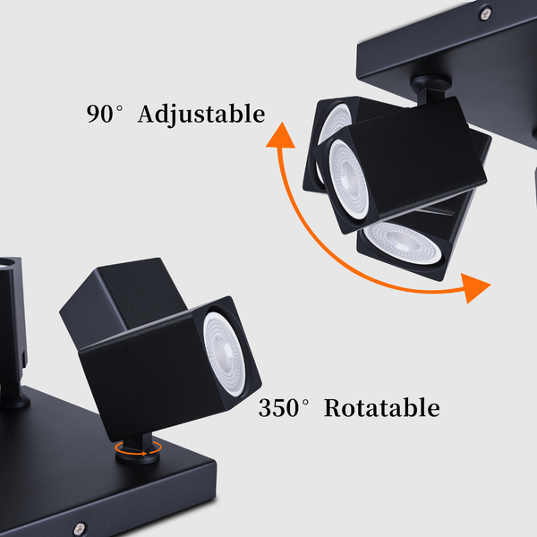 4 Light GU10 Square Spotlight 4x GU10 Black