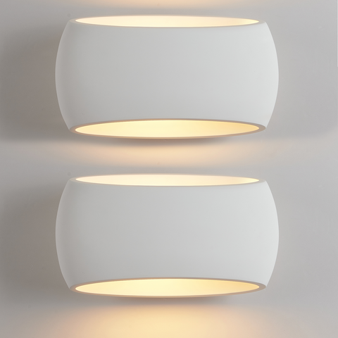 2X HARPER LIVING Wall Lights,  Indoor Wall Sconce Lamp with White Oval Ceramic Shade, Wall Mounted Light for Bedroom, Living Room, Hallway