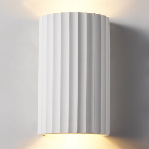 Modern Wall Light, 2xGU10 Cap Up and Down, White Ceramic, Wave Pattern