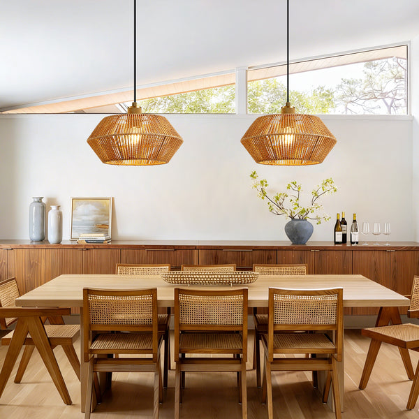HARPER LIVING Easy Fit Pendant Light Shade, Handwoven Rope Ceiling Lampshade with Reducer Ring, E27 B22