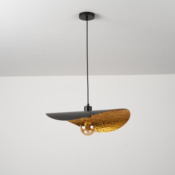 HARPER LIVING Pendant Light Fitting Black & Gold Finish, Adjustable Ceiling Pendant Lamp with E27 Holder, Hanging Light