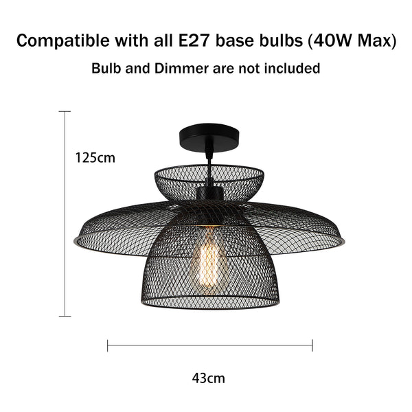 HARPER LIVING Black Pendant Ceiling Light with Metal Mesh Shade, Pendant Light for Kitchen Hallway Living Room Dining room