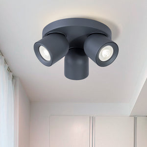 3 Light GU10 Round Ceiling Spotlight 3x GU10 Grey