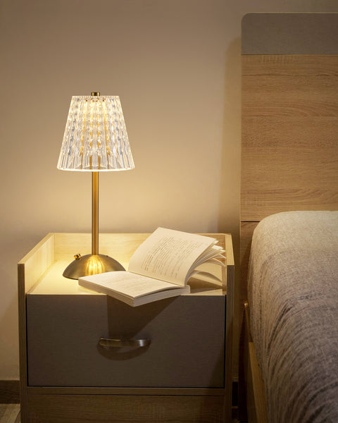 HARPER LIVING Rechargeable Table Lamp, Bedside Reading Light Gold Finish, Cordless Touch Lamps for Bedroom Living Room Dining