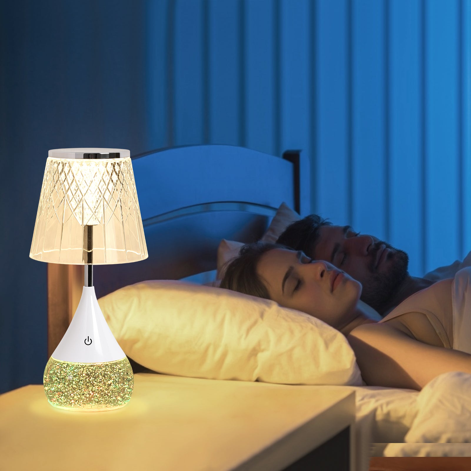 HARPER LIVING RGB Table Lamp, Water Base & 7-Colour Changing, Touch Control Mood Light, Dimmable, Diamond Cut Shade