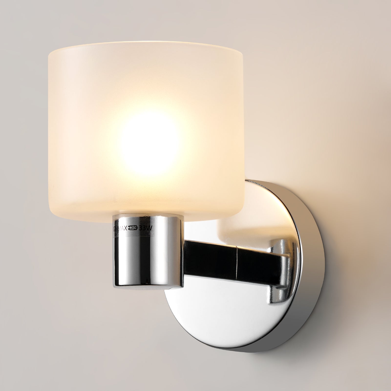 Modern Wall Light, Indoor Wall Lamp with Chrome Finish & Frosted Glass