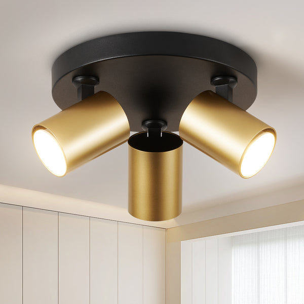 HARPER LIVING Ceiling Spotlights, GU10 Adjustable Spotlight Black & Gold, Rotatable Round Modern Ceiling Lighting