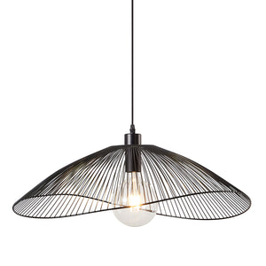 Single Black Pendant Ceiling Light, 65cm Diameter Adjustable Height Decorative Shade Included