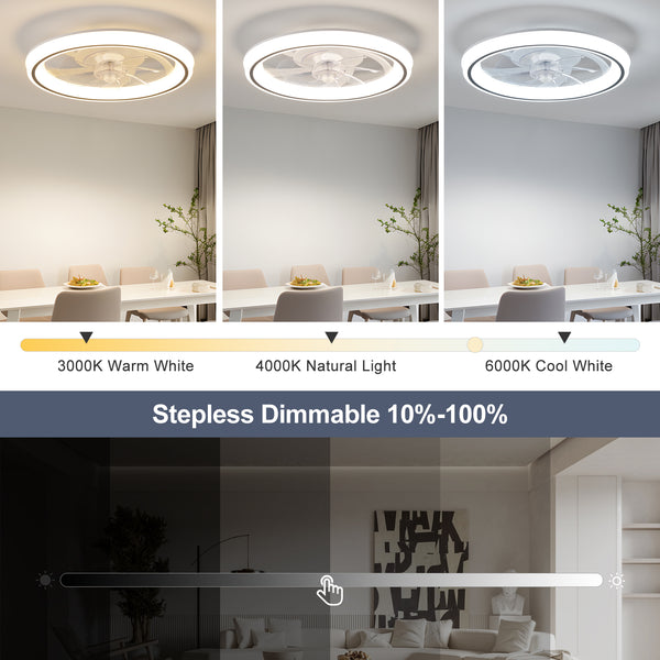HARPER LIVING Modern Ceiling Fans with Lights and Remote, Dimmabl, 3 Colors Change/6 Speeds/Timing