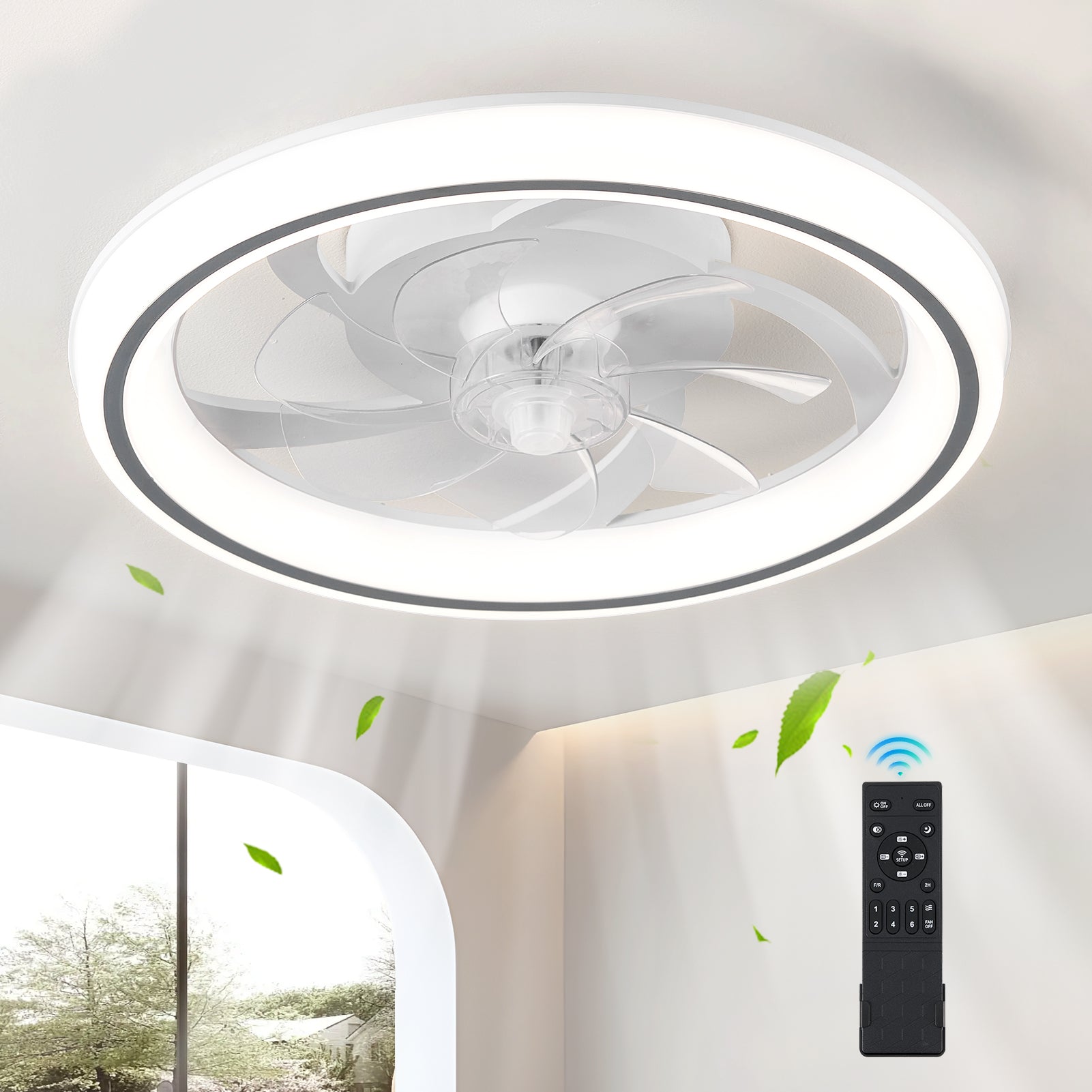HARPER LIVING Modern Ceiling Fans with Lights and Remote, Dimmabl, 3 Colors Change/6 Speeds/Timing