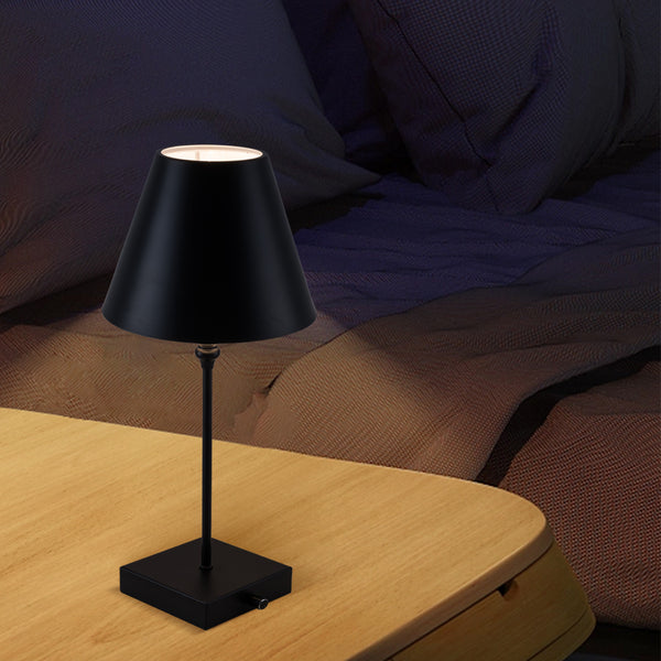 Cordless Table Lamp, 5200mAh Battery Operated Desk Light, Modern LED Rechargeable Lamp with Dimmer Switch-Black