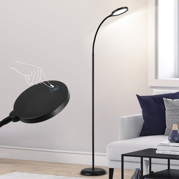 HARPER LIVING Floor Lamp Black, Dimmable LED Lamps for Living Room, 3 Colour Temps Standing Lamp with Touch Control