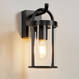 Black Outdoor Wall Light and Sconce with Cylinder Shade IP65 Weatherproof