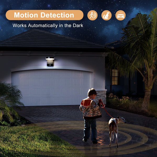 LED Black Outdoor Wall Light with PIR Sensor, Adjustable Round Light IP54, 20 Watts 1400 Lumens 4000K