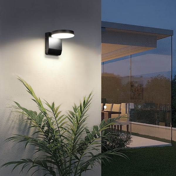 LED Black Outdoor Wall Light, Adjustable Round Light IP54, 20 Watts 1400 Lumens 4000K