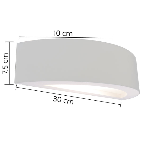 Ceramic Full Semi-Circle Wall Light, Up Light White Paintable Finish E14/SES socket (NO BULB)