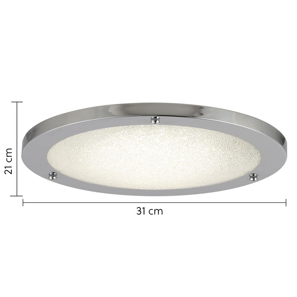 HARPER LIVING LED Semi-Flush Ceiling Light, Chrome Finish Glass Shade, 18 Watts, 1490 Lumens, Natural White (4000K) IP44, Ideal for Bathroom