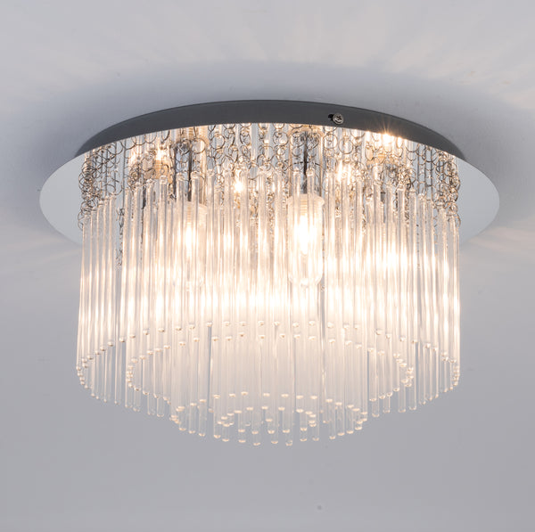 Crystal Bathroom Ceiling Light, 6xG9 Cap Type, Flush Mount, Water Resistant IP44