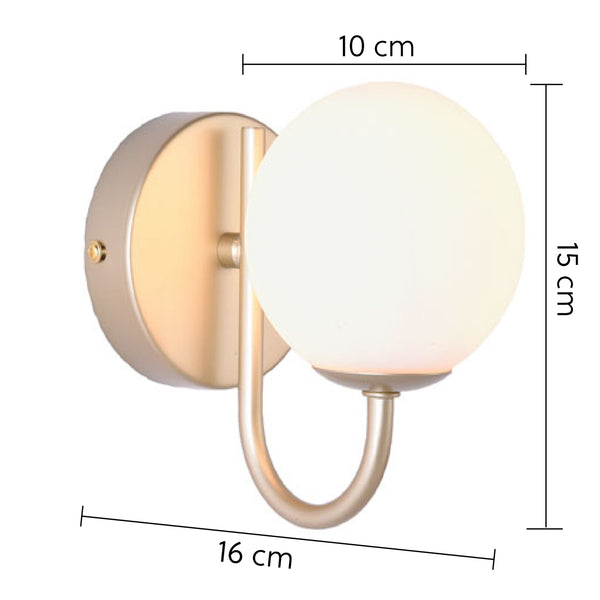 HARPER LIVING 1xG9 Up Wall Light, Globe Shape Glass Shade, Gold Finish