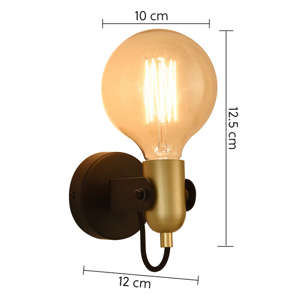 HARPER LIVING 1xE27 Up/Down Wall Light with On/Off Switch, Gold and Black Finish