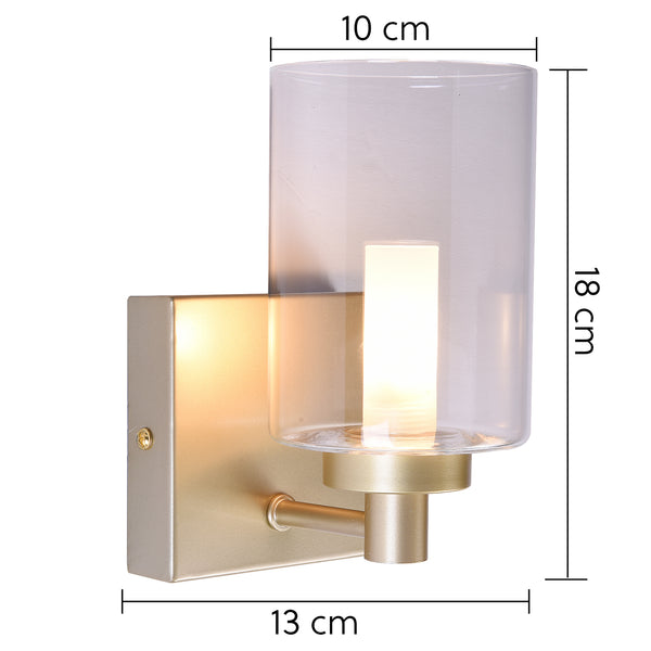 HARPER LIVING 1xG9 Wall Light, UP/Down Light with Glass Shade, Gold Finish