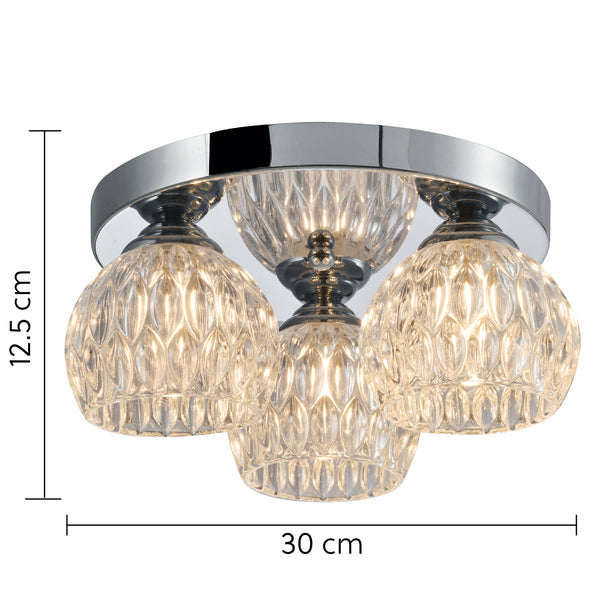 Modern Flush Ceiling Light, G9 Cap Type, Polished Chrome Finish, Glass Shades Included, Bulbs Not Included