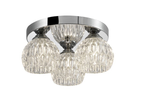 Modern Flush Ceiling Light, G9 Cap Type, Polished Chrome Finish, Glass Shades Included, Bulbs Not Included