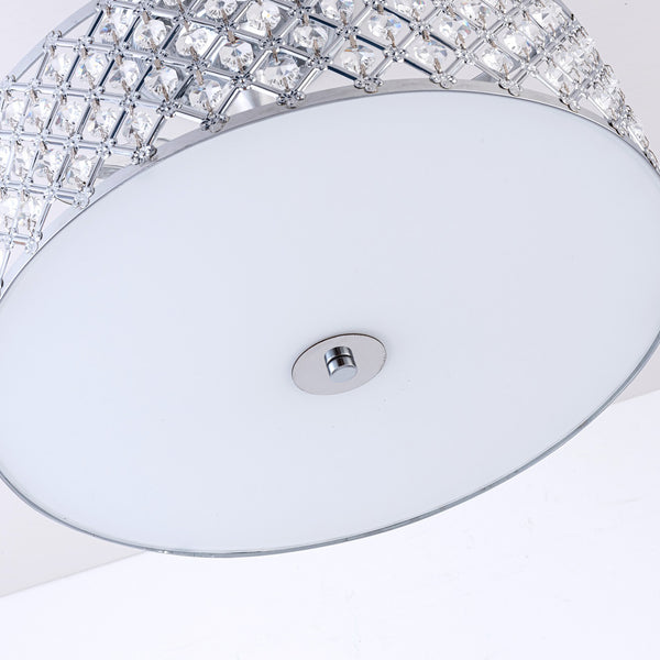 Polished Chrome Semi-Flush Ceiling Light, 3 Lights E27 Bulb Caps