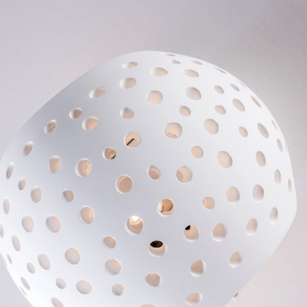 Perforated Up/Down Ceramic Wall Light, Open Sphere Shade, 1xG9 Bulb Cap 25 Watts Maximum, White finish