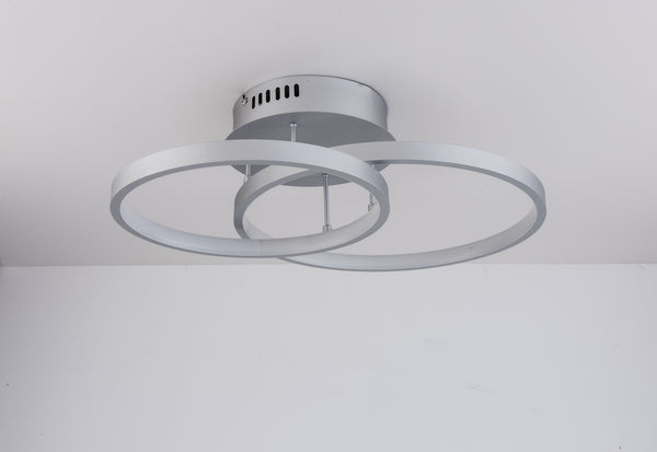 LED Ceiling Light, Double Halo Shaped, Silver Finish Dimmable, Warm White 3000K