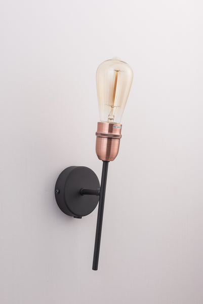 Harper Living 1xE27/ES Up Wall Light with On/Off Switch, Black with Copper Finish, 40 Watts