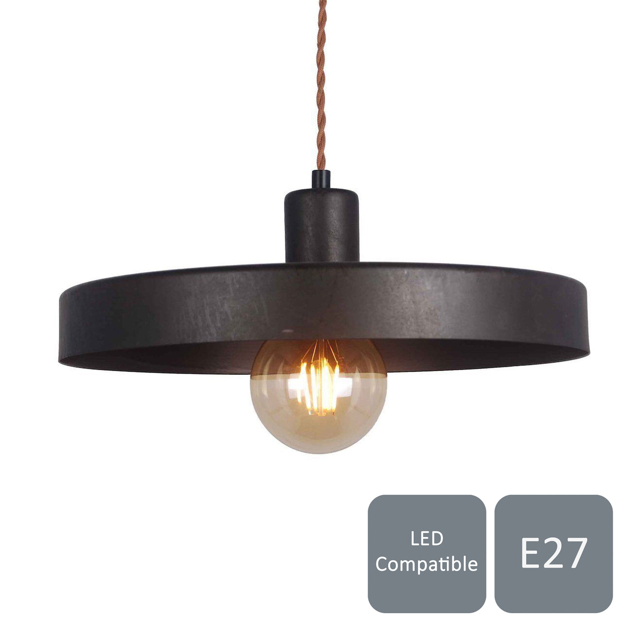 Modern E27/ES Pendant Ceiling Light, Antique Bronze Finish, Suitable for LED Upgrade