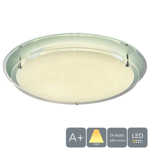 AUROLITE LED Ceiling Light Glass Shade, Star Patterns, Warm White 3000K