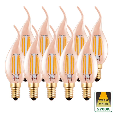 Harper Living E14 4.5W Amber Glass Warm White Dimmable Bent Tip Candle LED Bulbs, Pack of 10