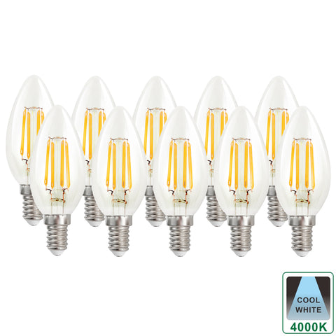 Harper Living Clear Glass Cool White Dimmable 4.5 Watts E14 LED Candle Bulbs, Pack of 10