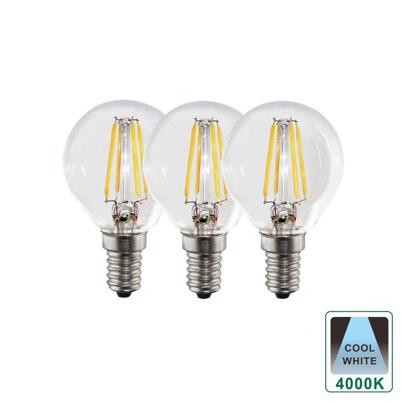 E14 4.5 Watts Dimmable LED Vintage E14 Small Light Bulb, Golf Ball Shape, Cool White Packs of 3, 5 and 10