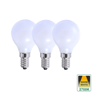 E14 5 Watts Dimmable LED Vintage E14 Small Light Bulb, Golf Ball Shape, Warm White Opal Finish Packs of 3, 5 and 10