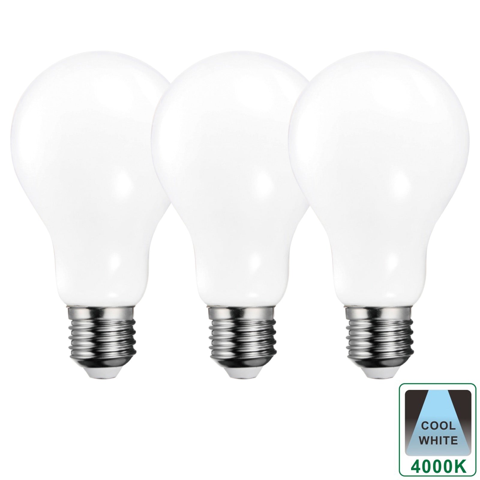 E27 16 Watts Non-Dimmable LED Traditional GLS Light Bulb, Opal Finish Cool White Packs of 3, 5 and 10