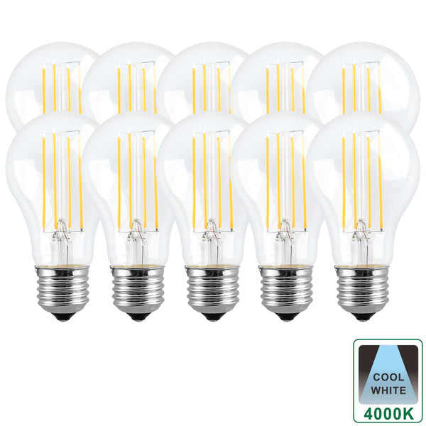 E27 8 Watts Dimmable LED GLS/A60 Standard Light Bulb, Cool White Packs of 3, 5 and 10