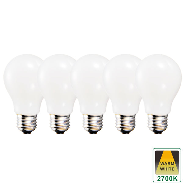 E27 9 Watts Dimmable LED GLS/A60 Standard Light Bulb, Opal Finish Warm White Packs of 3, 5 and 10