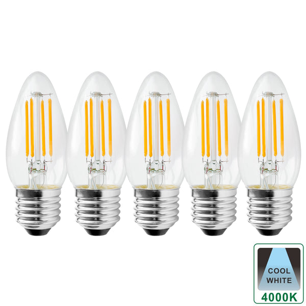 E27 4.5 Watts Dimmable LED Filament Candle Light Bulb, Pack of 3, 5 and 10