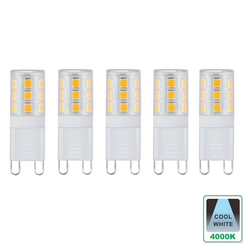 G9 3 Watts LED Capsule Bulb, Cool White Non-Dimmable, Pack of 5